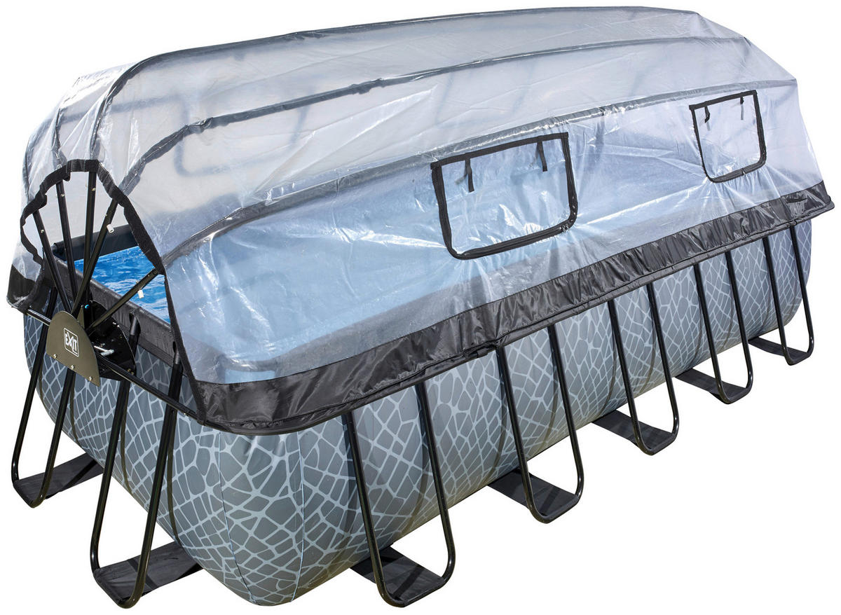 POOL-SET STONE 540/250/122 cm  - Grau, KONVENTIONELL, Metall (540/250/122cm) - EXIT Toys