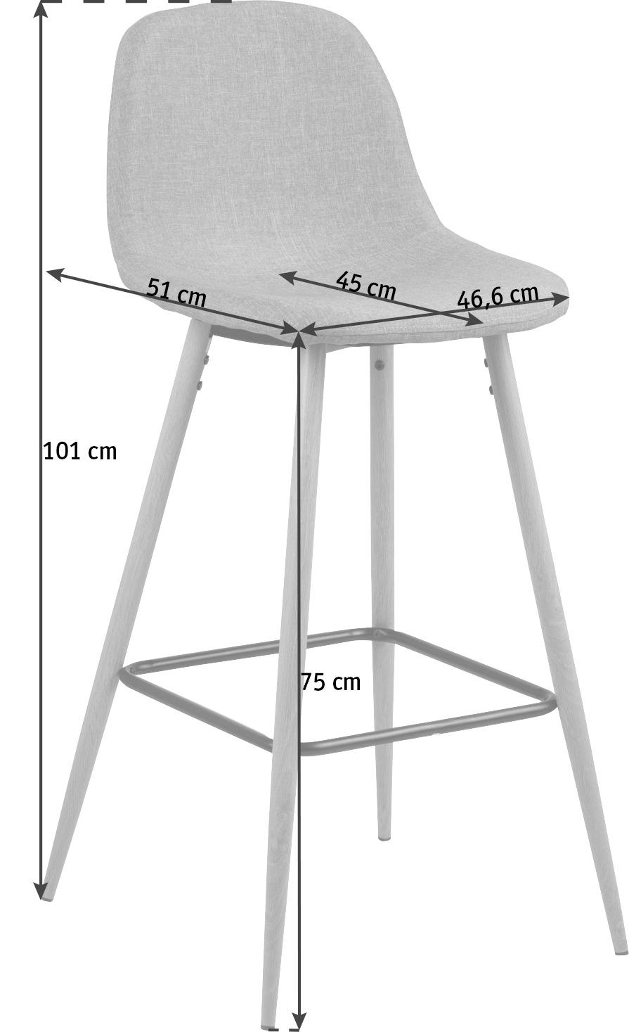 BARHOCKER Flachgewebe Hellgrau  - Eichefarben/Hellgrau, Design, Holz/Textil (46,6/101/51cm) - Livetastic
