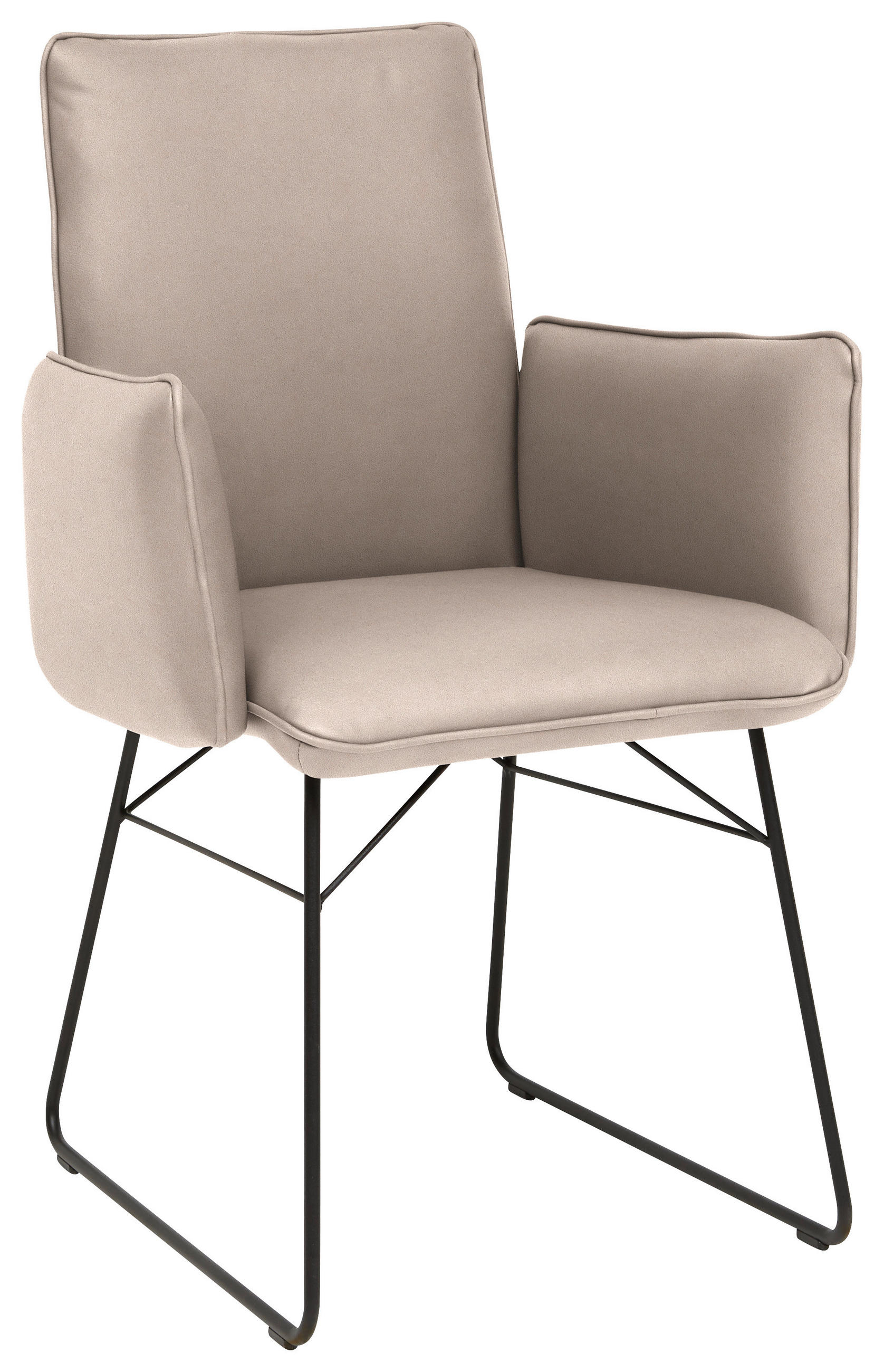 ARMLEHNSTUHL  in Stahl Mikrofaser  - Greige/Schwarz, Design, Textil/Metall (61/91/60cm) - Dieter Knoll