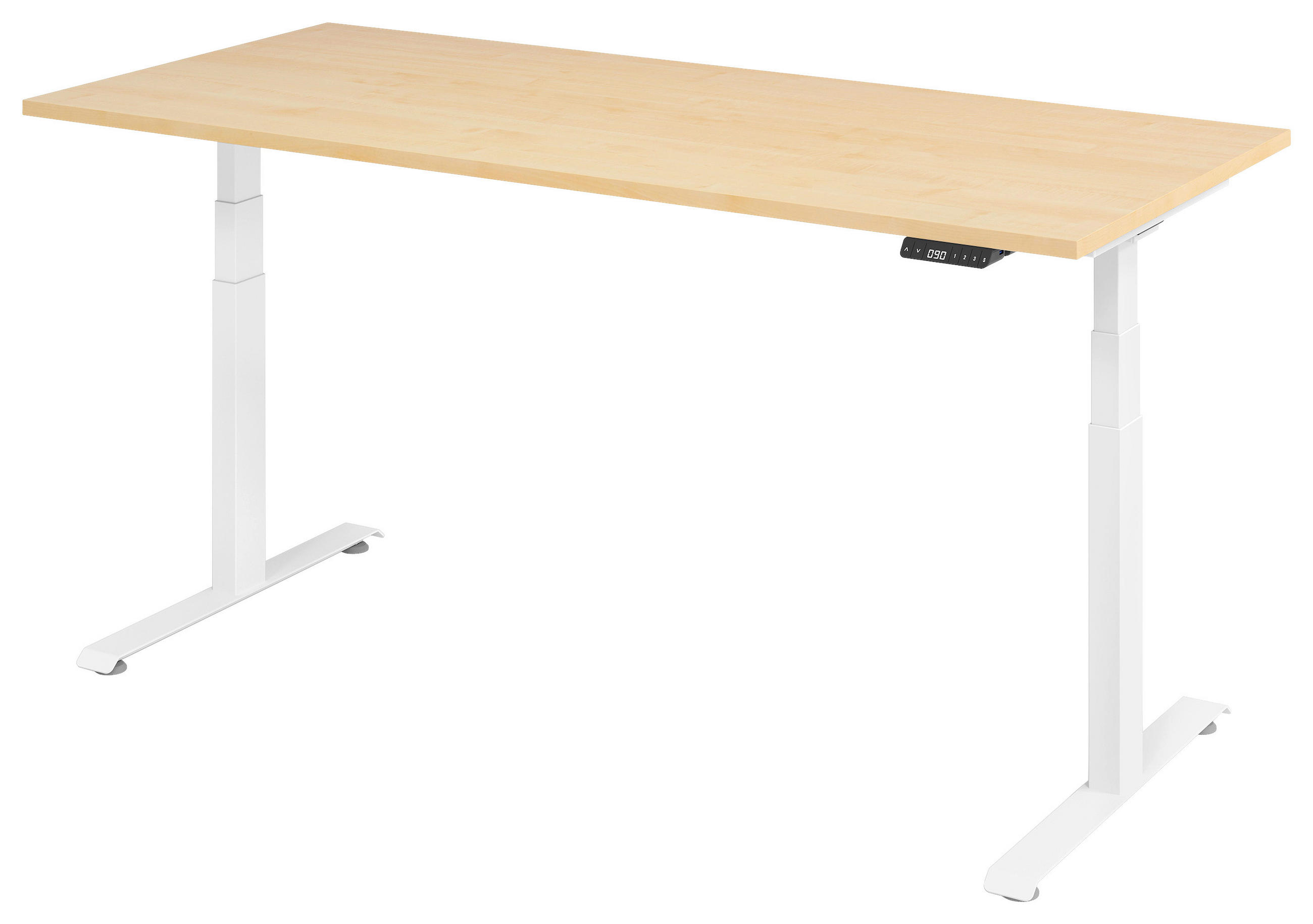 SCHREIBTISCH 180/80/64,5-129,5 cm Weiß, Ahornfarben elektrisch höhenverstellbar  - Ahornfarben/Weiß, KONVENTIONELL, Holzwerkstoff/Metall (180/80/64,5-129,5cm) - Venda