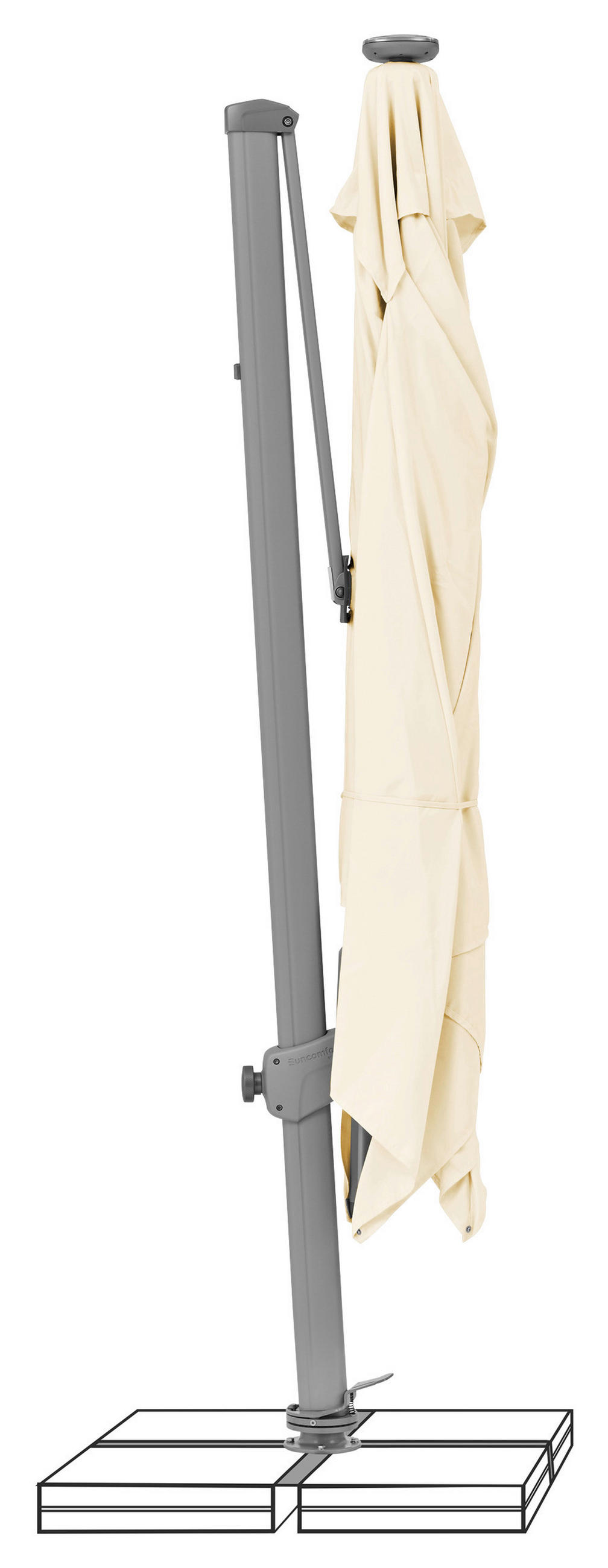 AMPELSCHIRM 300 cm  - Ecru/Silberfarben, Basics, Textil/Metall (300/300cm) - Suncomfort by Glatz