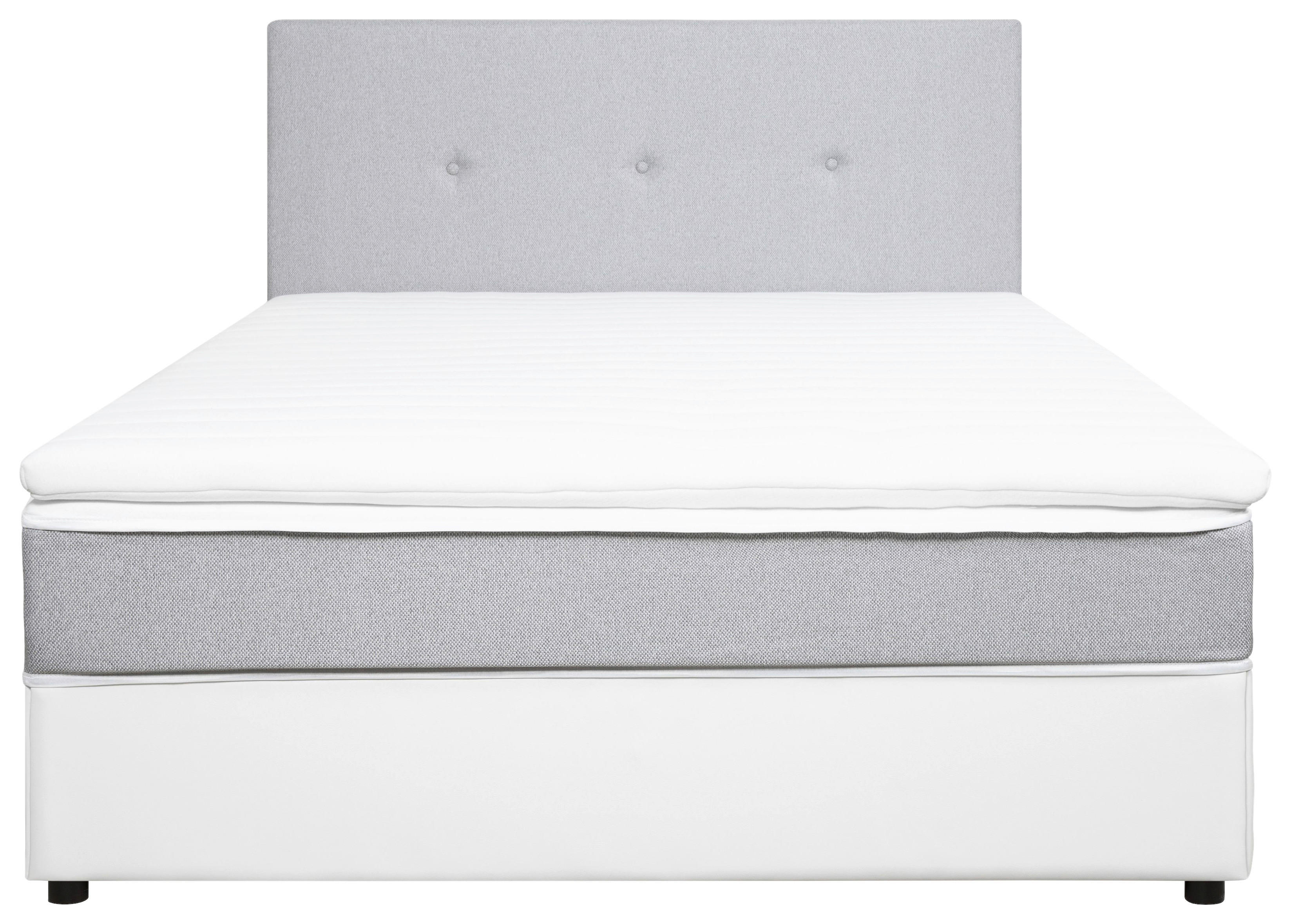 BOX-ÁGY 140/200 cm  Fehér, Világosszürke  - Világosszürke/Fehér, Konventionell, Fa/Textil (140/200cm) - Carryhome