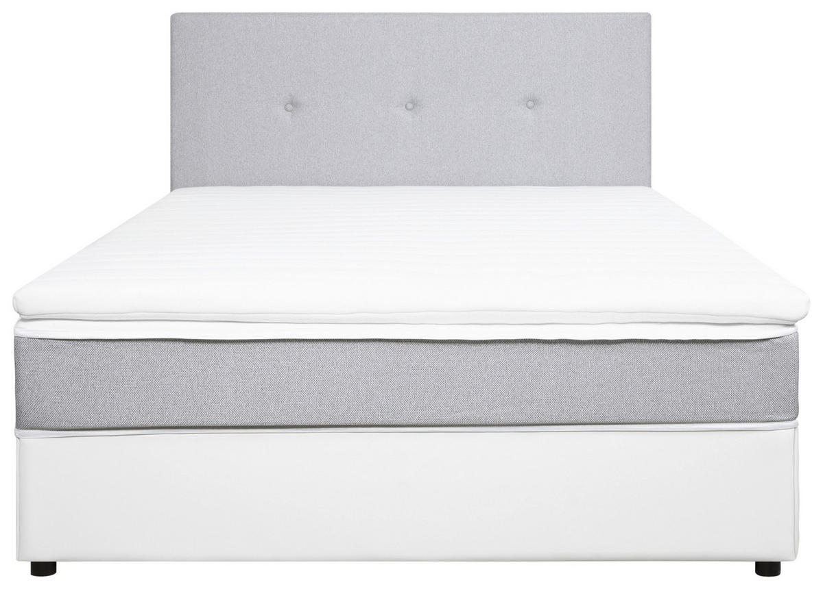 BOXBETT 180/200 cm  in Weiß, Hellgrau  - Hellgrau/Schwarz, KONVENTIONELL, Holz/Textil (180/200cm) - Boxxx