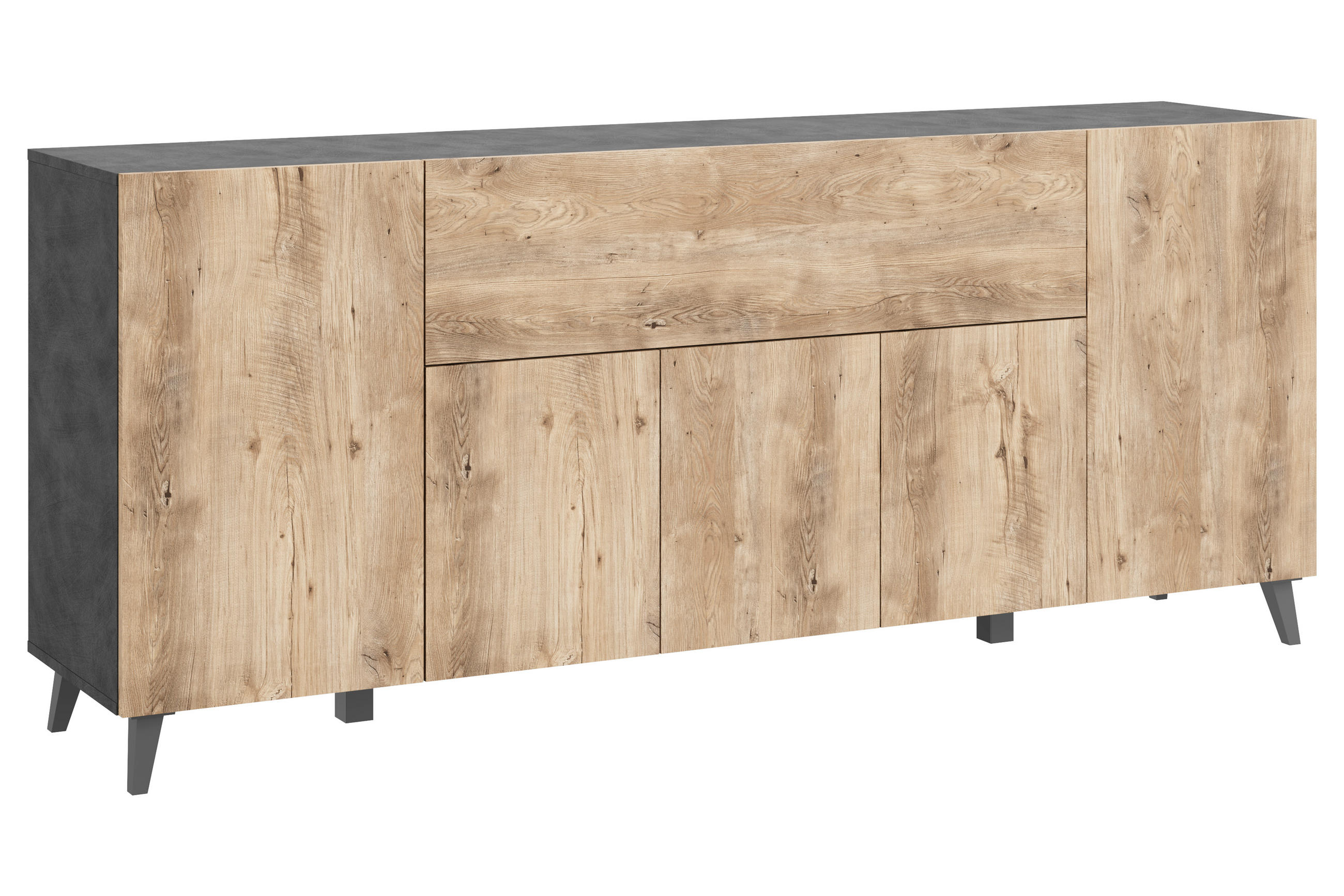 P & B Sideboard Anthrazit, Kastanieneiche 180x76x37.5 cm