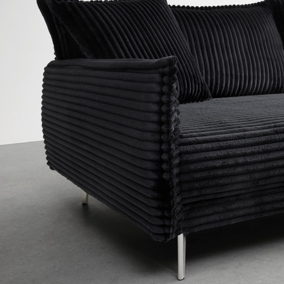 BIG SOFFA i svart  - kromfärg/svart, Modern, metall/trä (241/90/117cm) - Carryhome