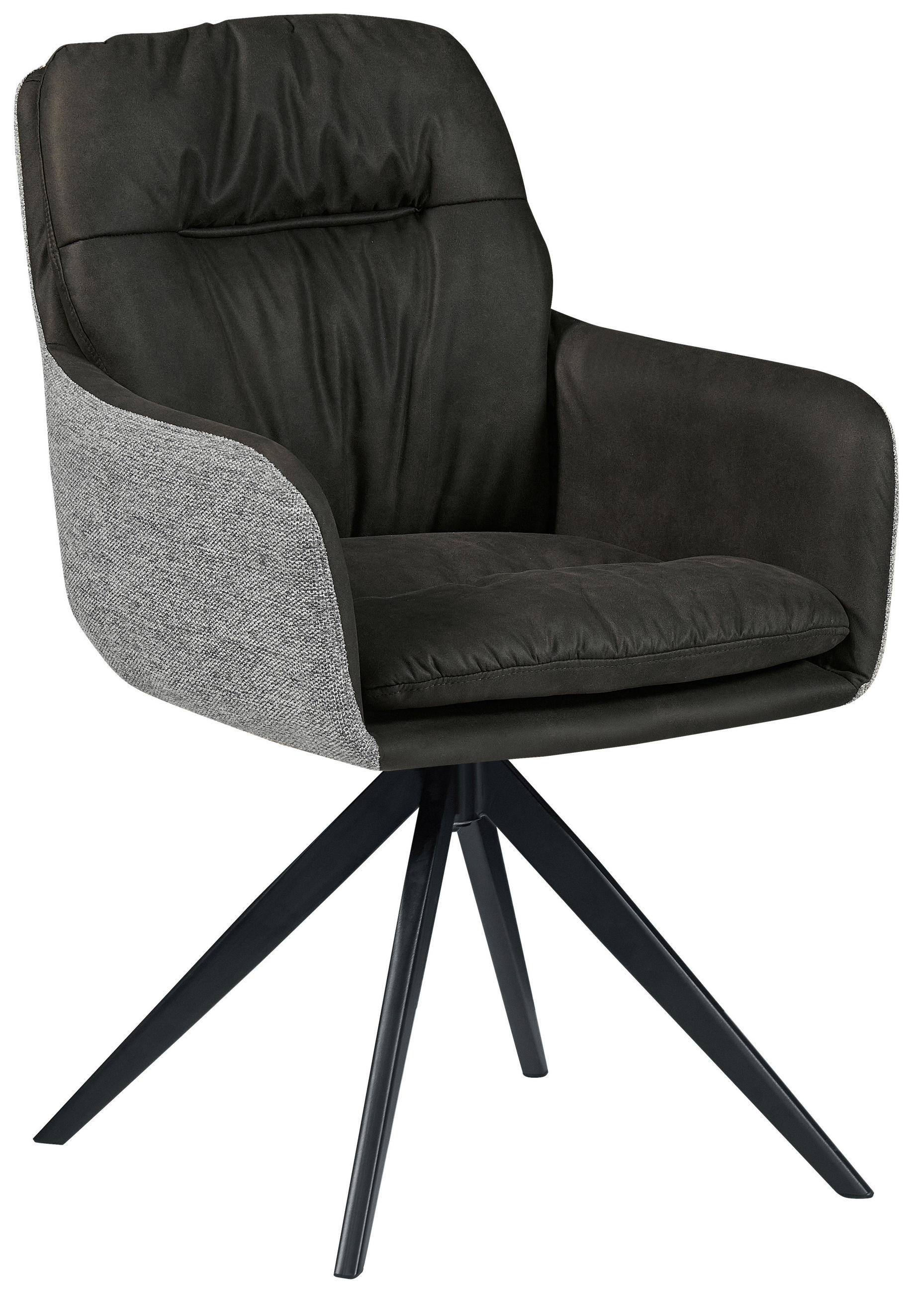 MID.YOU STOLIČKA S PODRÚČKAMI, kožený vzhľad, textilný výplet, čierna