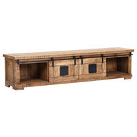 LOWBOARD  in 220/50/45 cm  - Schwarz/Naturfarben, KONVENTIONELL, Holz/Metall (220/50/45cm) - Landscape