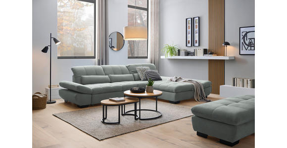 ECKSOFA  in Flachgewebe Mintgrau  341/204 cm  - Mintgrau/Schwarz, Design, Textil/Metall (341/204cm) - Xora