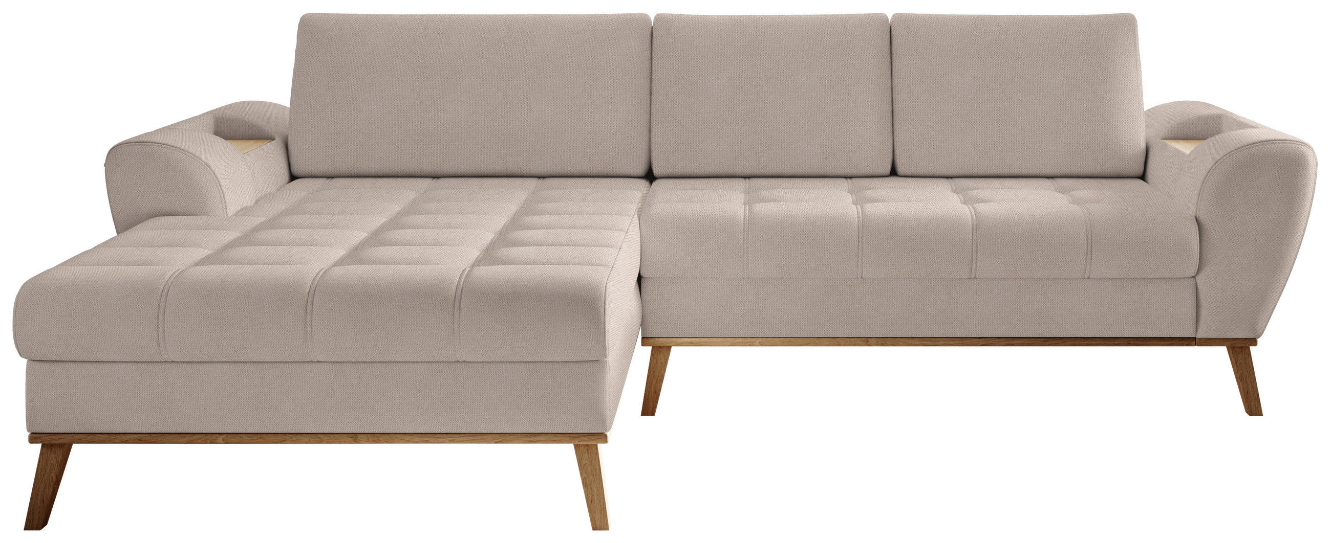 ECKSOFA in Webstoff Beige  - Eichefarben/Beige, Design, Holz/Textil (175/282cm) - Carryhome