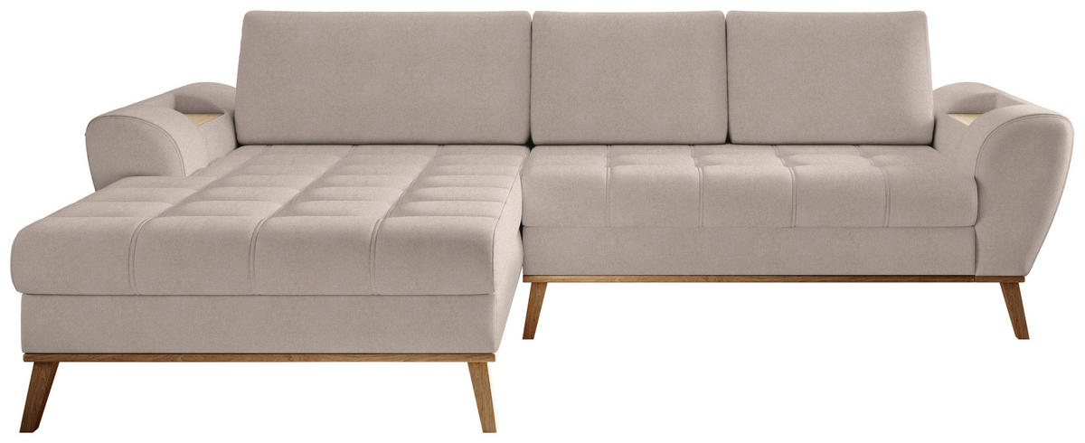 ECKSOFA in Webstoff Beige  - Eichefarben/Beige, Design, Holz/Textil (175/282cm) - Carryhome