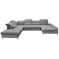 SOFFA i mikrovelour mörkgrå  - mörkgrå/silver, Modern, metall/textil (245/350/168cm) - MID.YOU