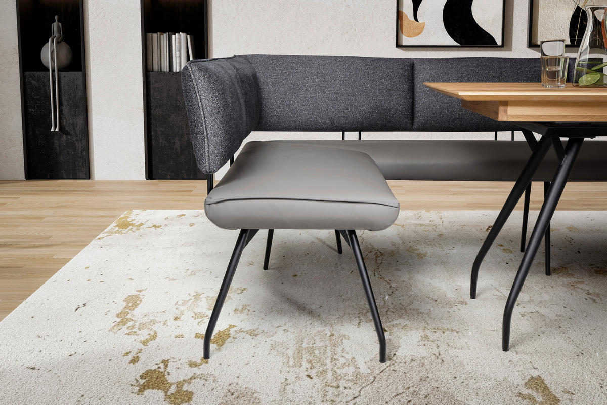 ECKBANK Metall, Textil Anthrazit  - Anthrazit/Schwarz, Design, Textil/Metall (205/245cm) - Moderano