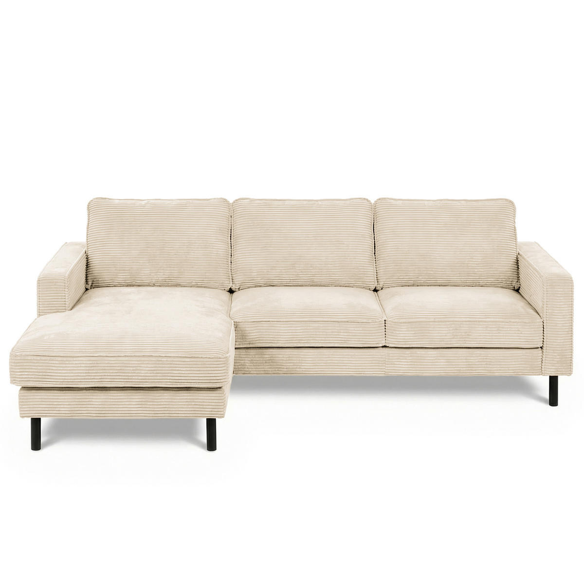 ECKSOFA  in Cord Beige Rücken echt  166/238 cm  - Beige/Schwarz, Design, Textil/Metall (166/238cm) - Livetastic