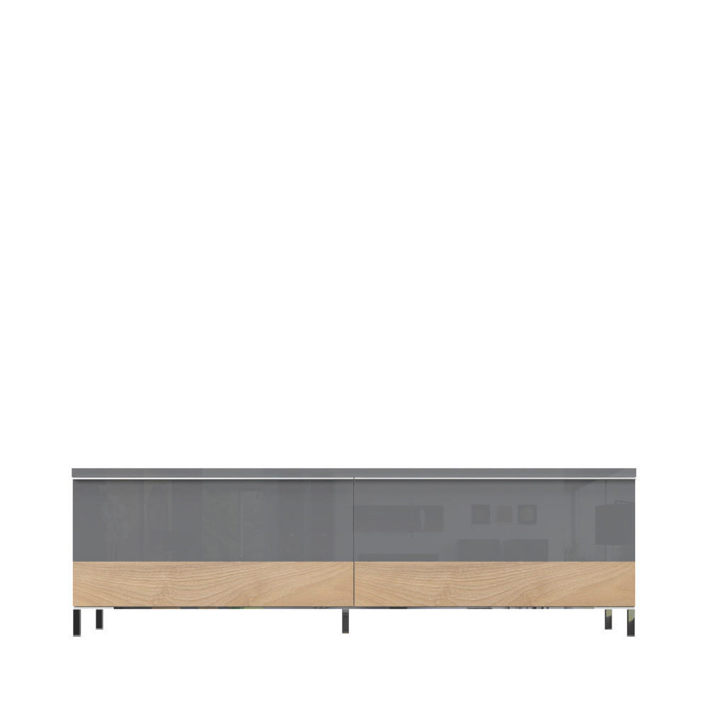TV KOMODA boja oraha, antracit visoki sjaj  - boja oraha/boja nikla, Dizajnerski, metal/pločasti materijal (152/46/45cm)