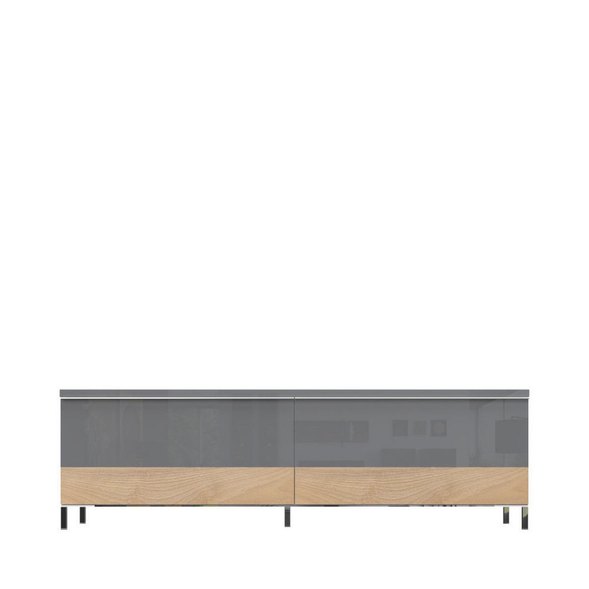 TV KOMODA boja oraha, antracit visoki sjaj  - boja oraha/boja nikla, Dizajnerski, metal/pločasti materijal (152/46/45cm)