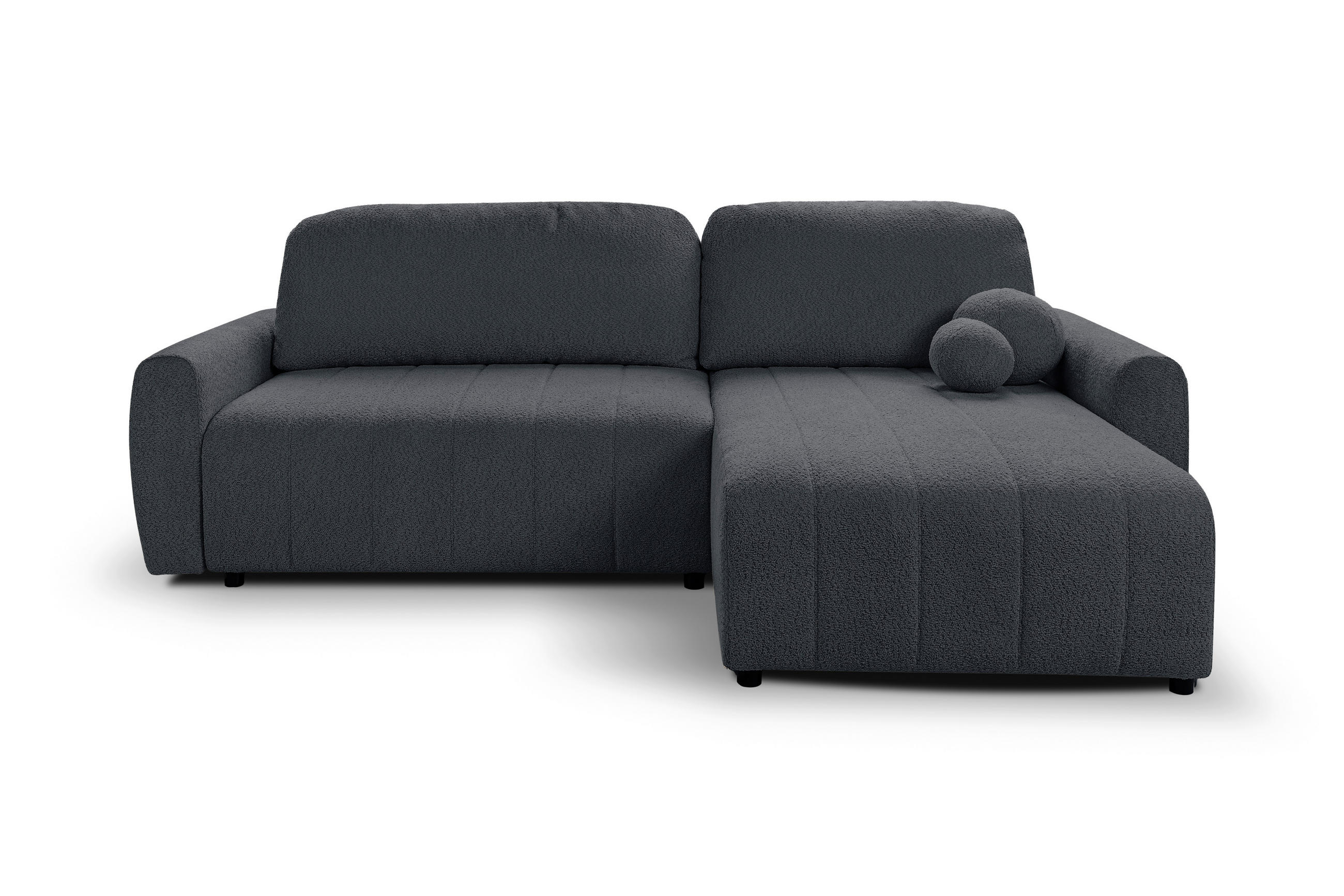 ECKSOFA LUNA Grau Struktur, Bouclé  - Schwarz/Grau, Design, Kunststoff/Textil (260/161cm) - Livetastic