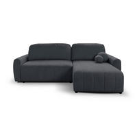 ECKSOFA LUNA Grau Struktur, Bouclé  - Schwarz/Grau, Design, Kunststoff/Textil (260/161cm) - Livetastic