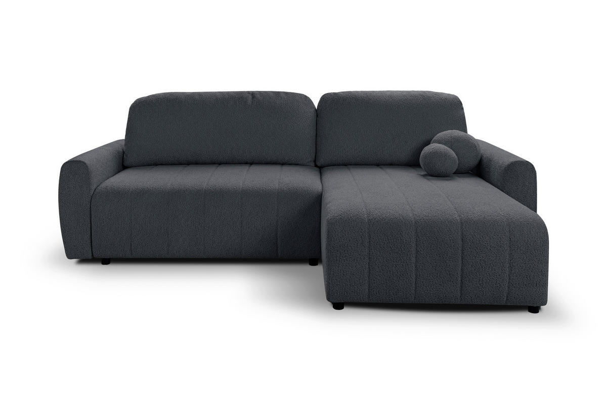 ECKSOFA LUNA Grau Struktur, Bouclé  - Schwarz/Grau, Design, Kunststoff/Textil (260/161cm) - Livetastic