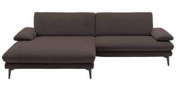 ECKSOFA in Webstoff Dunkelbraun  - Dunkelbraun/Schwarz, Design, Textil/Metall (184/284cm) - Dieter Knoll