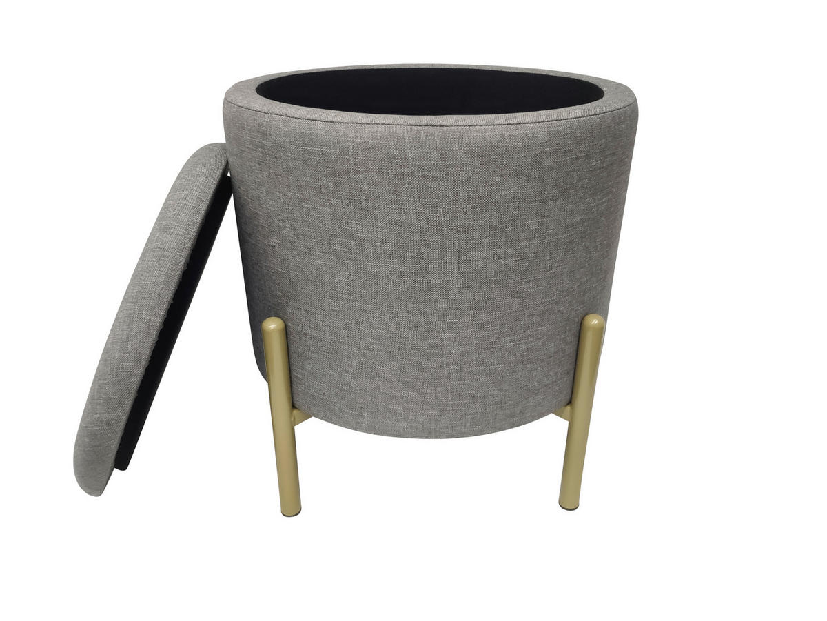 TABURETKA, textil, 36/40/36 cm - sivá/zlatá, Design, kov/textil (36/40/36cm) - Echtwerk