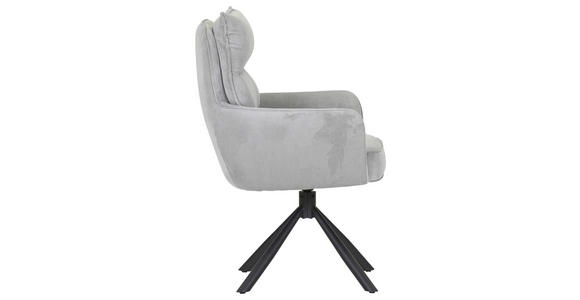 ARMLEHNSTUHL  Stoffauswahl, Sitzfläche 360° drehbar, automatische Rückholfunktion Cord  - Hellgrau/Schwarz, Design, Textil/Metall (60/95/62cm) - Novel
