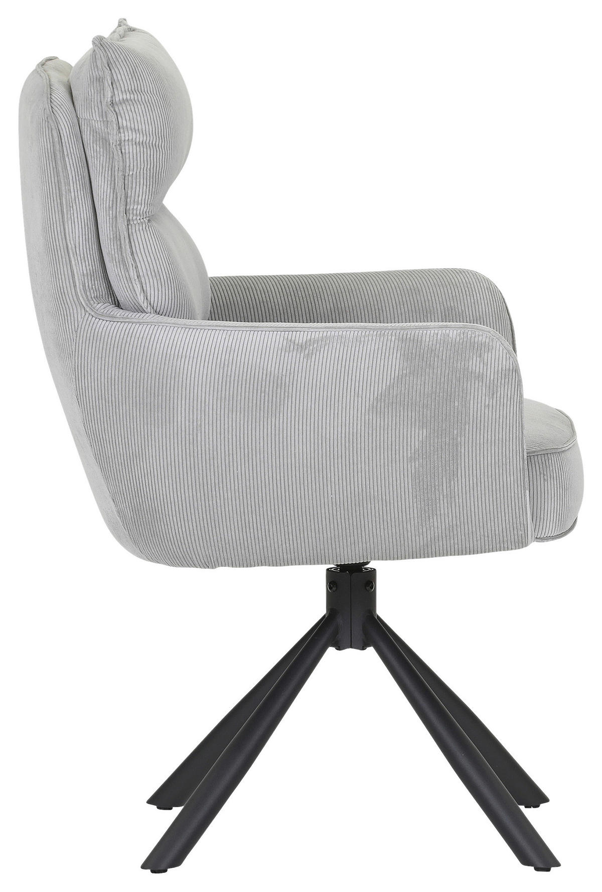 ARMLEHNSTUHL  Stoffauswahl, Sitzfläche 360° drehbar, automatische Rückholfunktion Cord  - Hellgrau/Schwarz, Design, Textil/Metall (60/95/62cm) - Novel