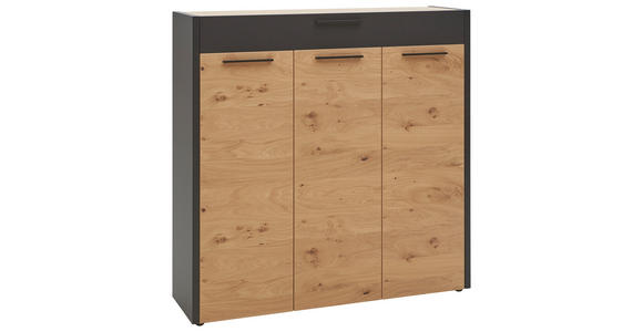 SCHUHSCHRANK 127/126/37 cm - Eichefarben/Schwarz, Design, Holz/Metall (127/126/37cm) - Dieter Knoll