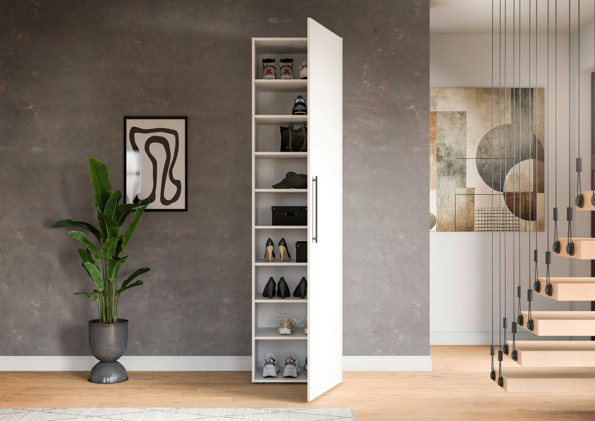 GARDEROBENSCHRANK  in 55/200/47 cm  - Weiss/Schwarz, Modern, Holzwerkstoff/Kunststoff (55/200/47cm) - Stylife