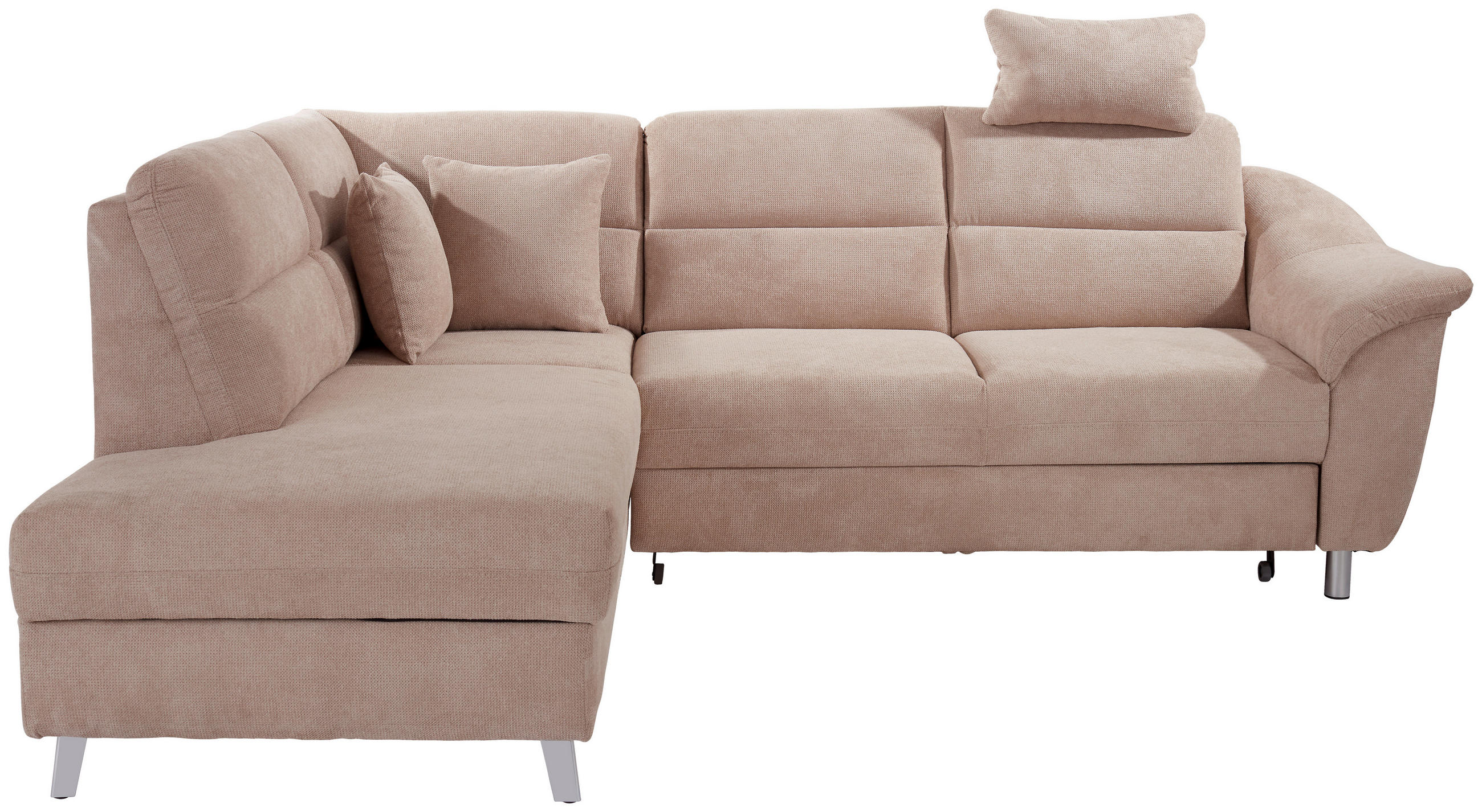 HÖRNSOFFA i velour beige  - beige/silver, Klassisk, metall/textil (197/248cm) - Livetastic