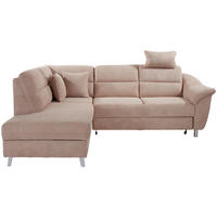ECKSOFA Velours Beige  - Beige/Silberfarben, Konventionell, Textil/Metall (197/248cm) - Livetastic