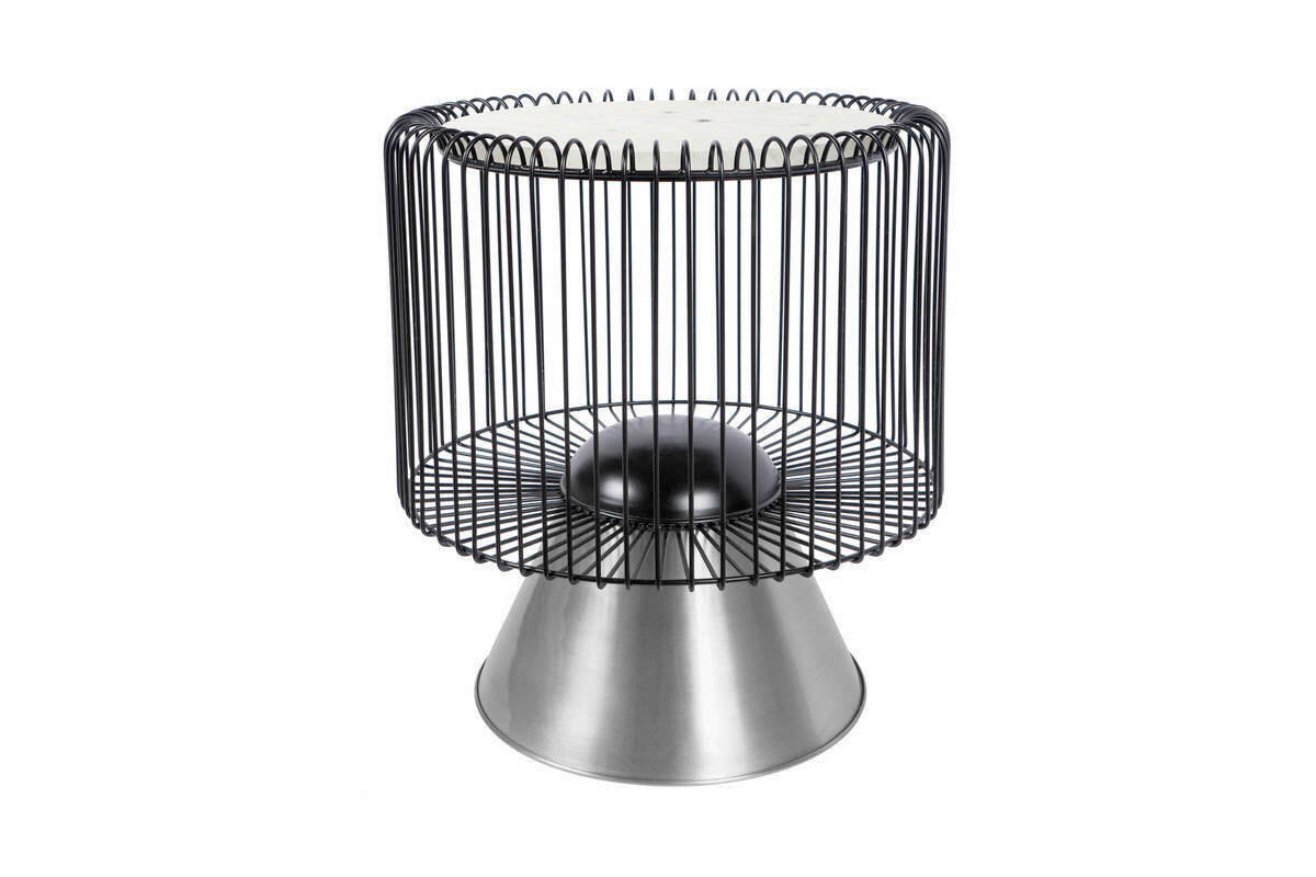 BEISTELLTISCH Metall, Stein 51/51/56,5 cm  - Weiss/Silberfarben, Basics, Stein/Metall (51/51/56,5cm) - Kayoom