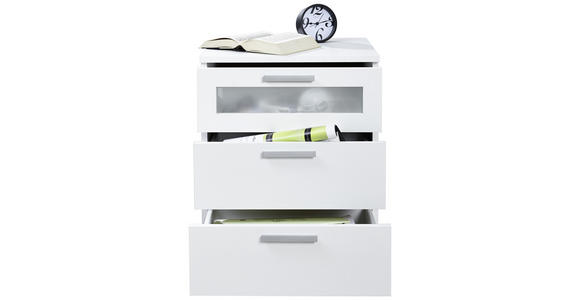 NACHTSCHRANK 45/53,5/38 cm - Silberfarben/Weiß, Design, Holzwerkstoff/Kunststoff (45/53,5/38cm) - Carryhome