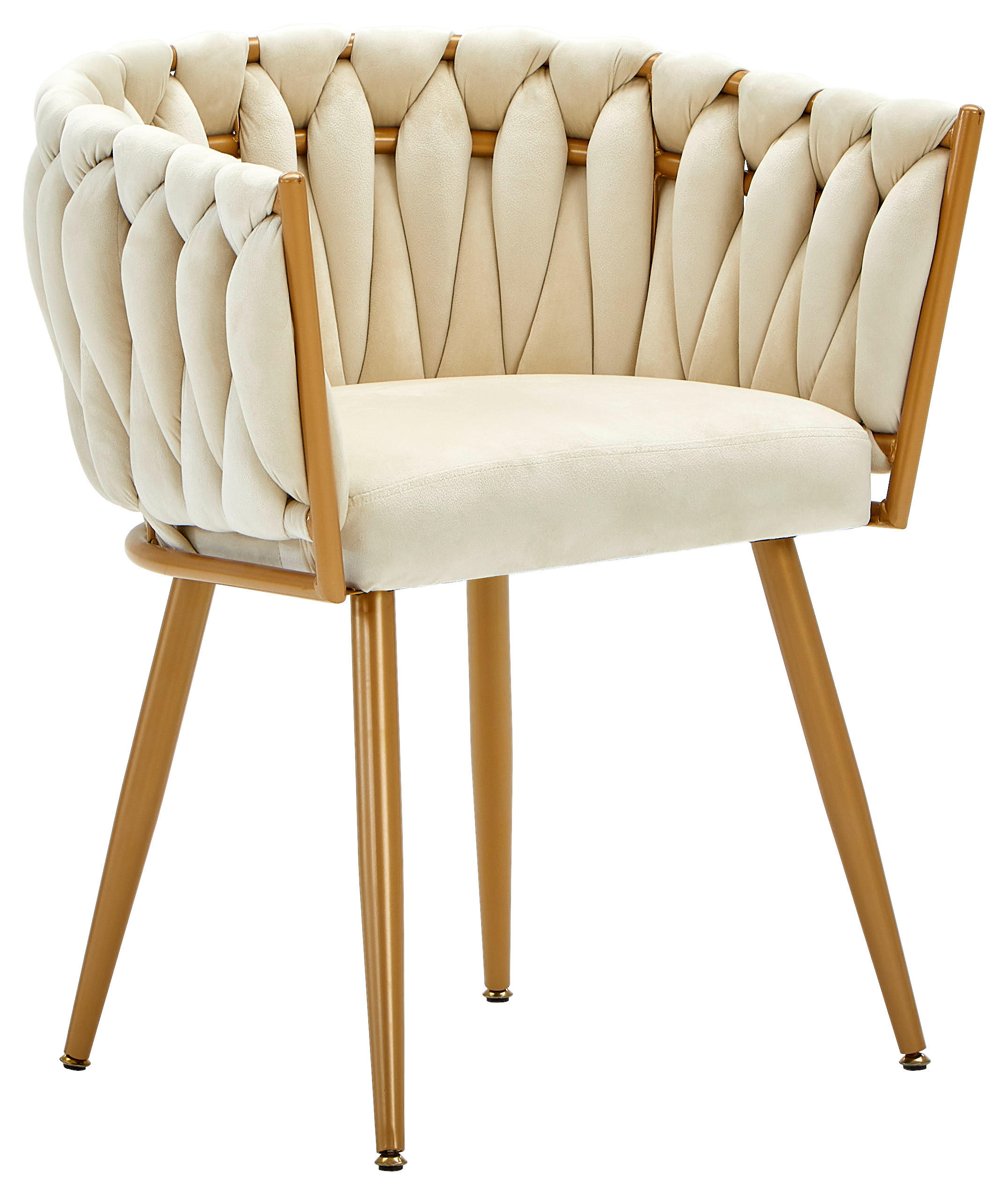 Sammetsfåtölj med armstöd, beige