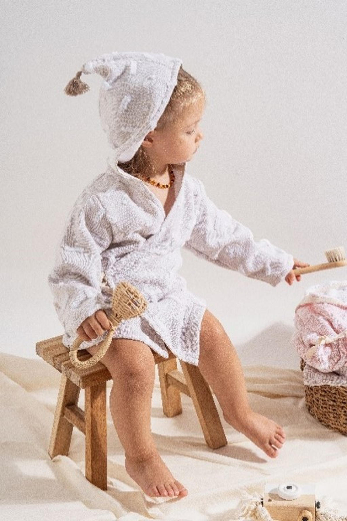 KINDERBADEMANTEL CONFETTI  - Perlmutt, Trend, Textil - Patinio
