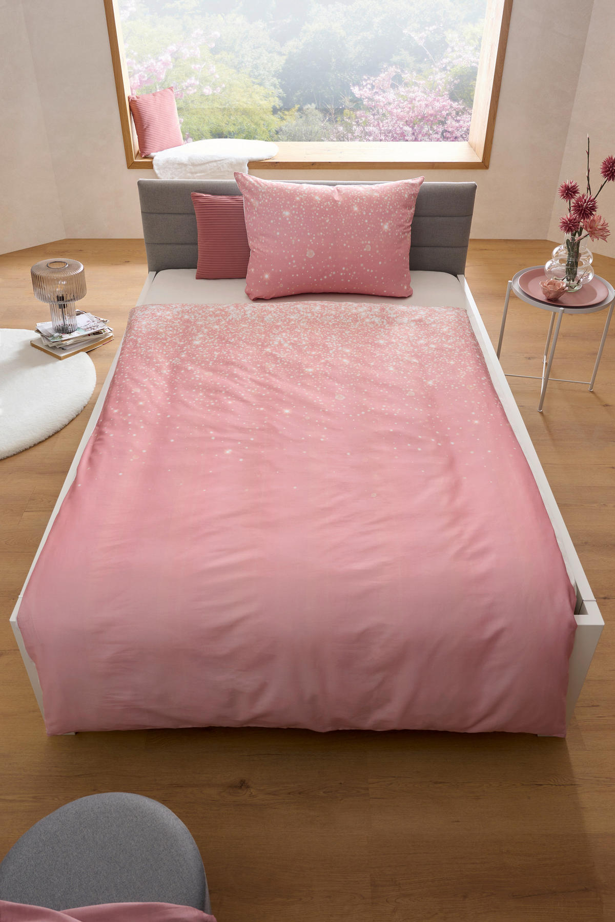 OBOJESTRANSKA POSTELJNINA 140/220 cm saten roza  - roza, Basics, tekstil (140/220cm) - Esposa