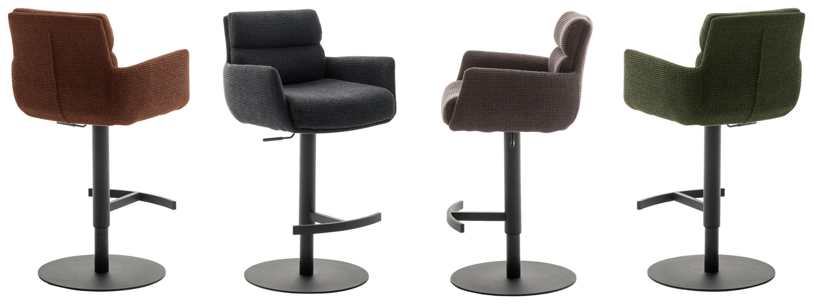 BARSKI STOL, opečnato rjava  - črna/opečnato rjava, Design, kovina/tekstil (54/84/52cm) - Dieter Knoll
