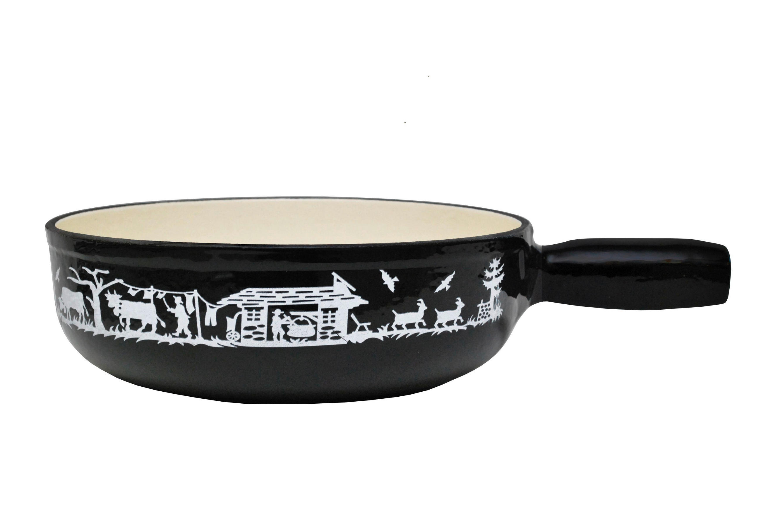 FONDUEPFANNE Heidi Cheese Line: Alpen  - Weiss/Schwarz, Basics, Metall (23cm) - Heidi Cheese Line