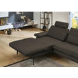 ECKSOFA in Echtleder Graubraun  180/310 cm  - Graubraun/Schwarz, Design, Leder/Metall (180/310cm) - Dieter Knoll