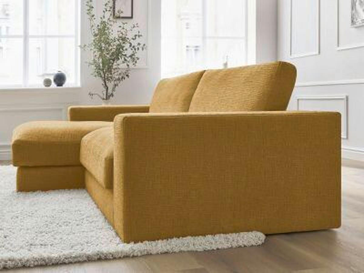 ECKSOFA Ottomane links  LEONARD  Gelb Struktur  - Gelb/Schwarz, MODERN, Kunststoff/Textil (159/274cm)