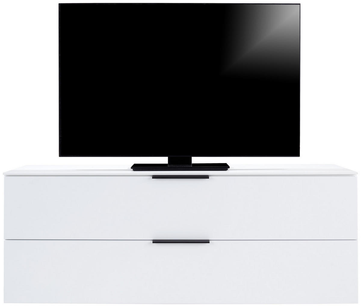 MEDIABÄNK vit  140/62/44 cm  - vit/svart, Modern, metall/trämaterial (140/62/44cm)