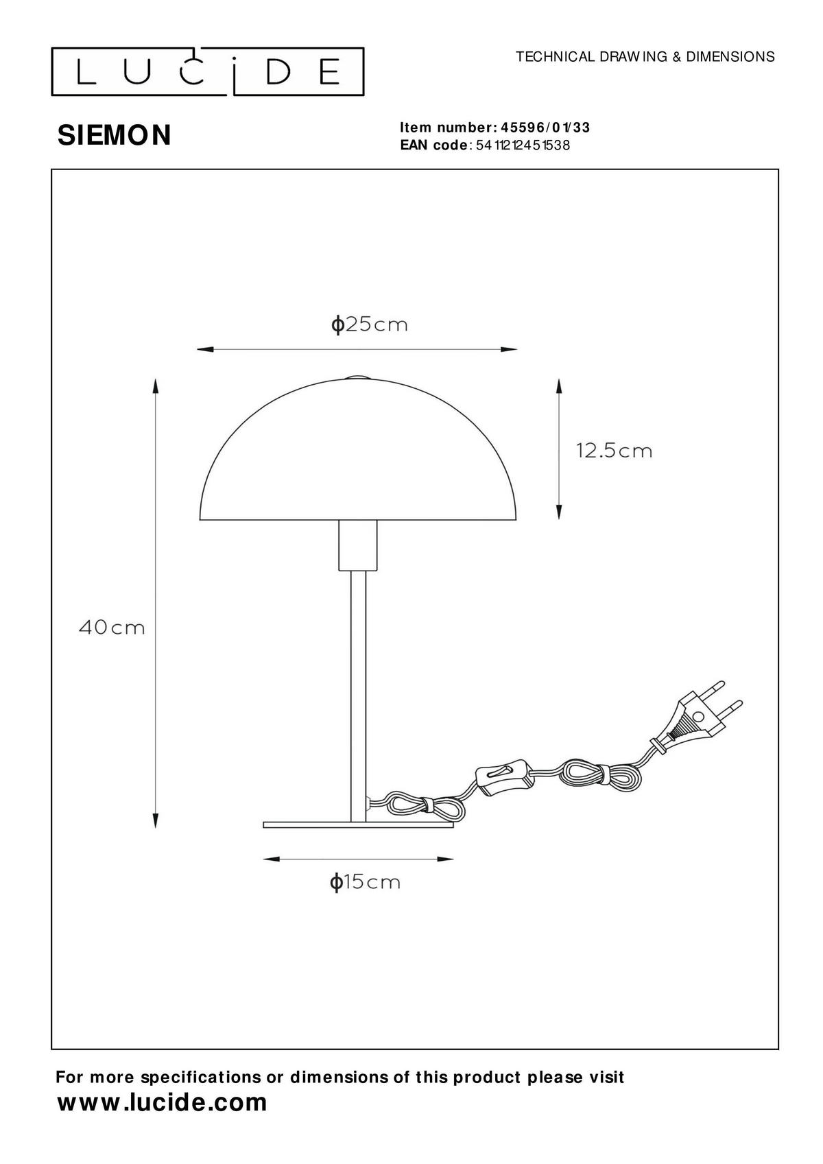 TISCHLEUCHTE SIEMON 25/40 cm   - Messingfarben/Grün, Design, Metall (25/40cm) - Lucide