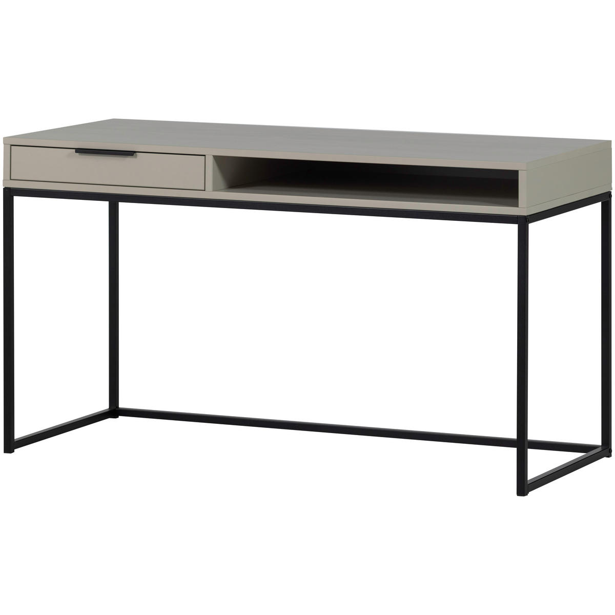 SCHREIBTISCH 130/58/75 cm  in Grau  - Schwarz/Grau, MODERN, Holz/Metall (130/58/75cm) - Livetastic