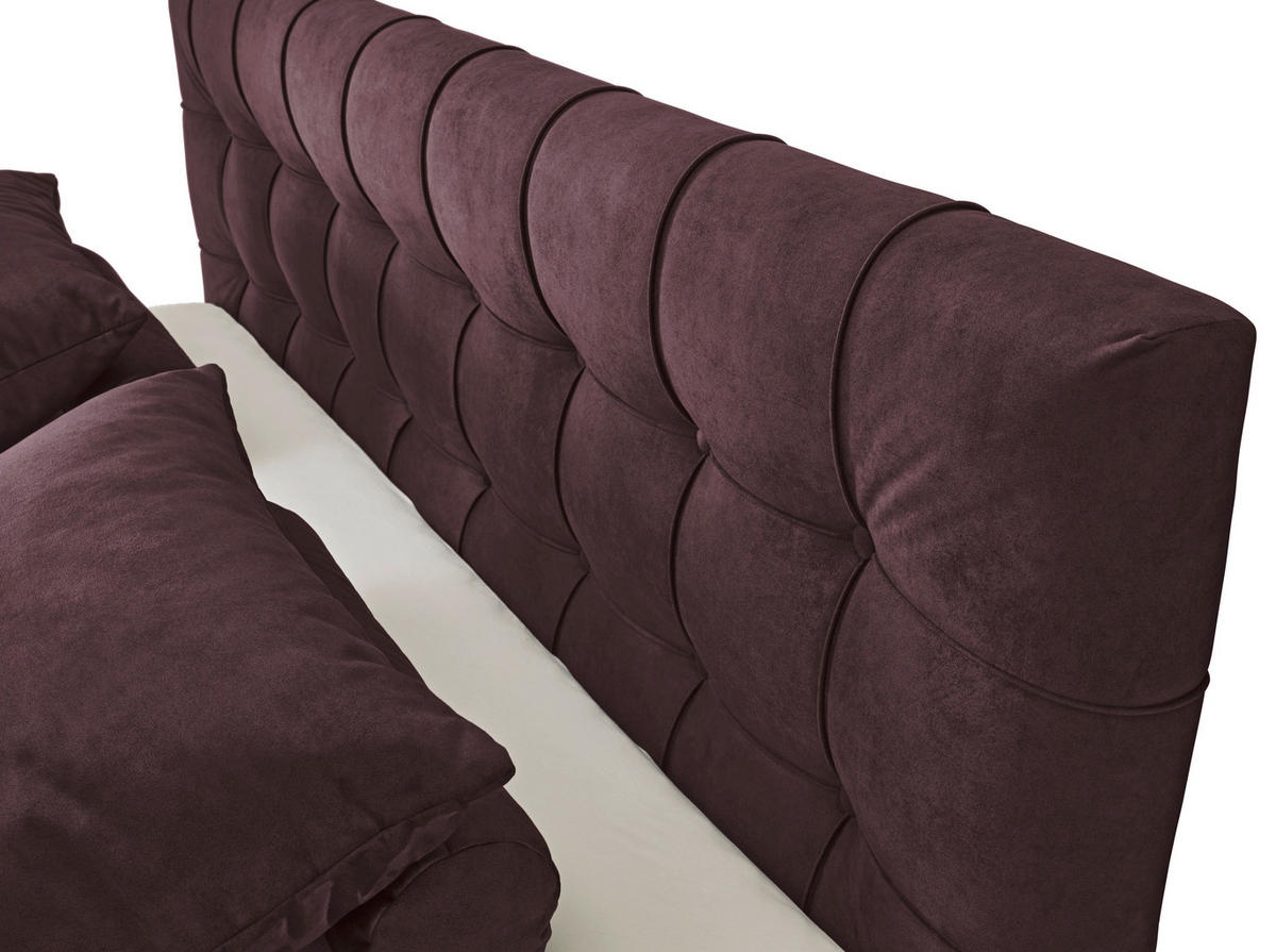 BOXSPRINGBETT 180/200 cm  in Aubergine  - Aubergine/Schwarz, KONVENTIONELL, Kunststoff/Textil (180/200cm) - Modante