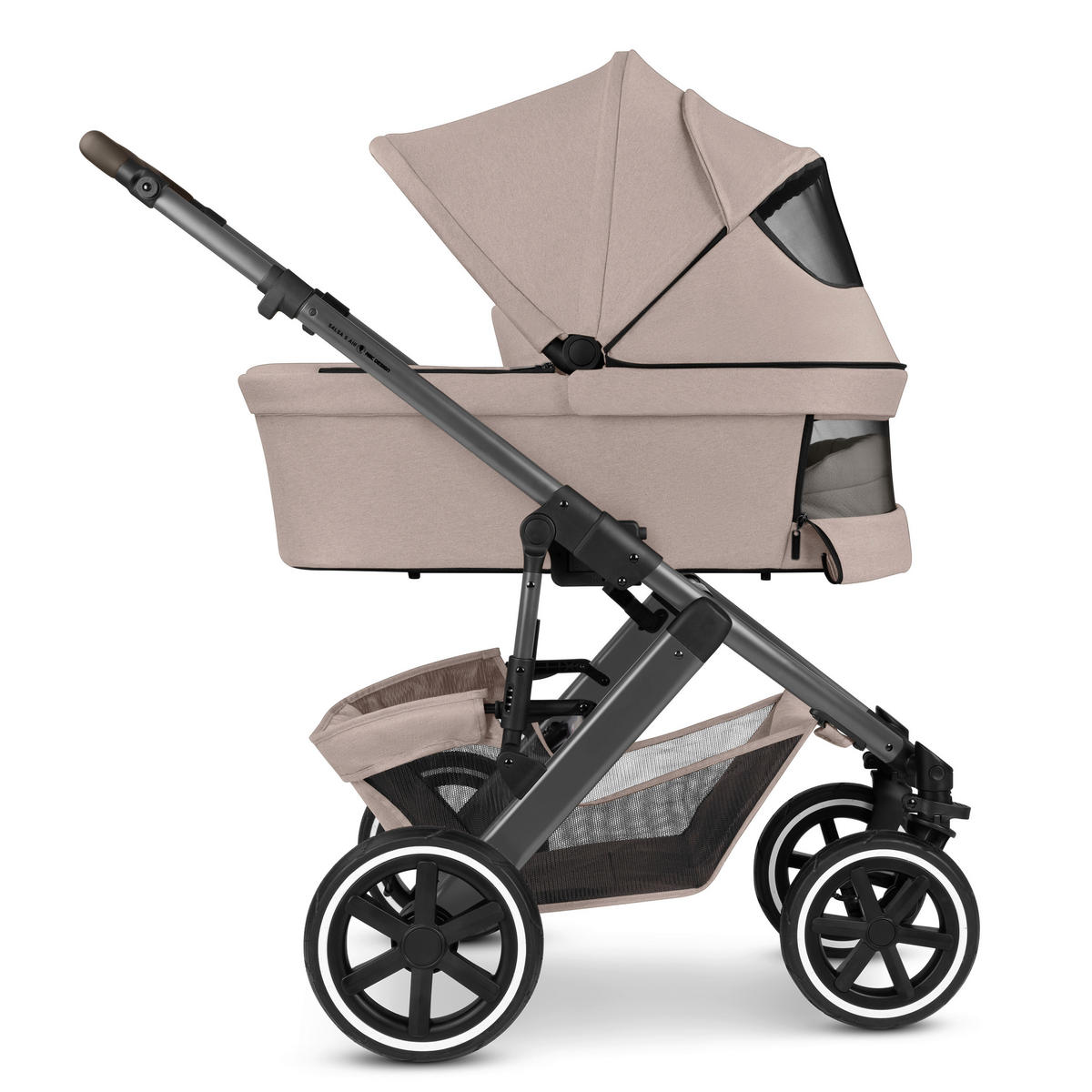KINDERWAGENSET Salsa 5 Air 4in1 Set Calla  - Beigebraun/Schwarz, Basics, Textil/Metall (63/118/95.5cm) - ABC Design