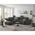 ECKSOFA in Mikrovelours Dunkelgrün  - Dunkelgrün/Schwarz, KONVENTIONELL, Kunststoff/Textil (217/265cm) - Carryhome