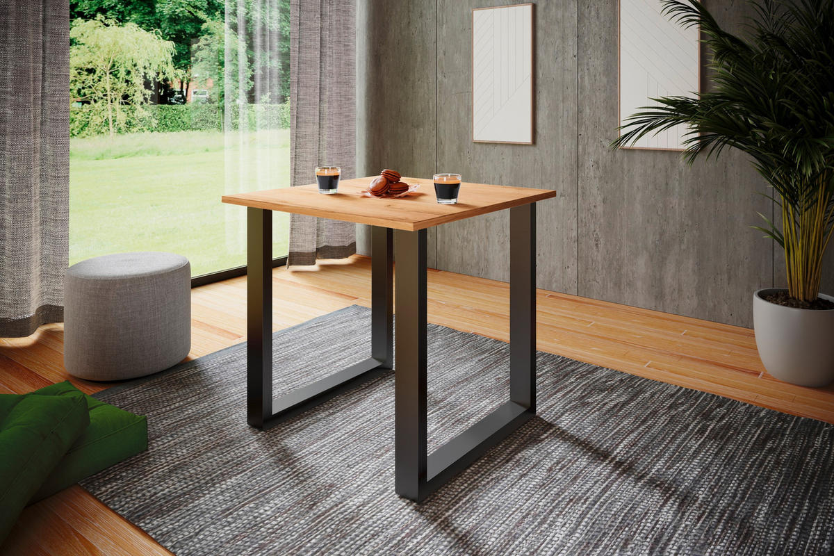 SCHREIBTISCH 80/80/76 cm  in Honigeiche, Schwarz  - Honigeiche/Schwarz, Design, Holzwerkstoff/Metall (80/80/76cm) - MID.YOU