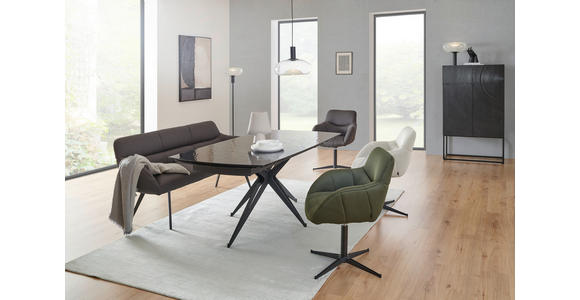 ESSTISCH in Metall, Glas 180-260/95/76 cm  - Schwarz, Design, Glas/Metall (180-260/95/76cm) - Novel