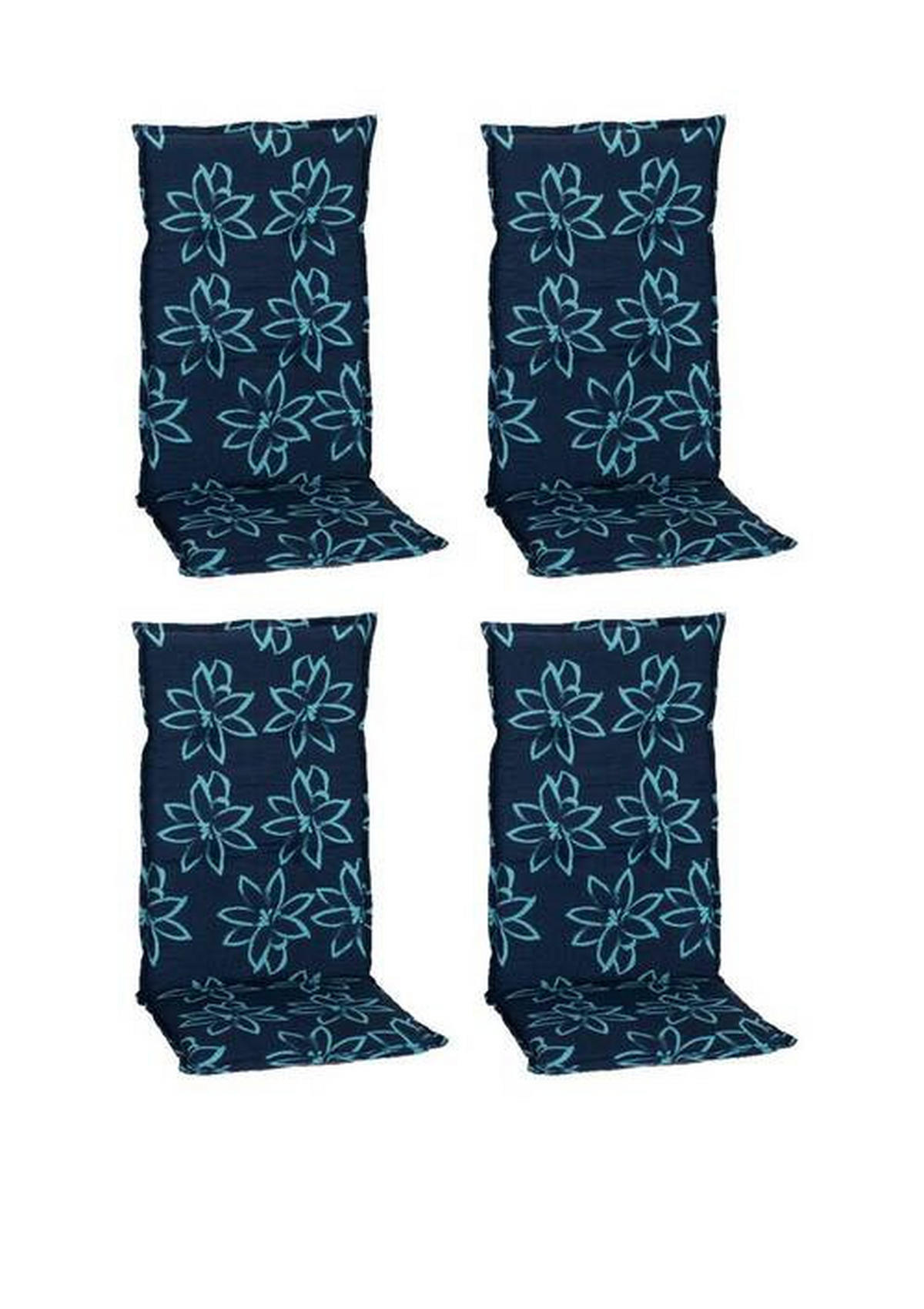 SADA VANKÚŠOV PRE STOLIČKU 4ks, 118/50/6 cm - svetlomodrá/modrá, Basics, textil (118/50/6cm) - Gardenson