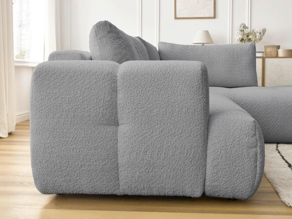 ECKSCHLAFSOFA FUJI Bouclé Dunkelgrau  inkl.  - Dunkelgrau/Schwarz, MODERN, Kunststoff/Textil (282/204cm)