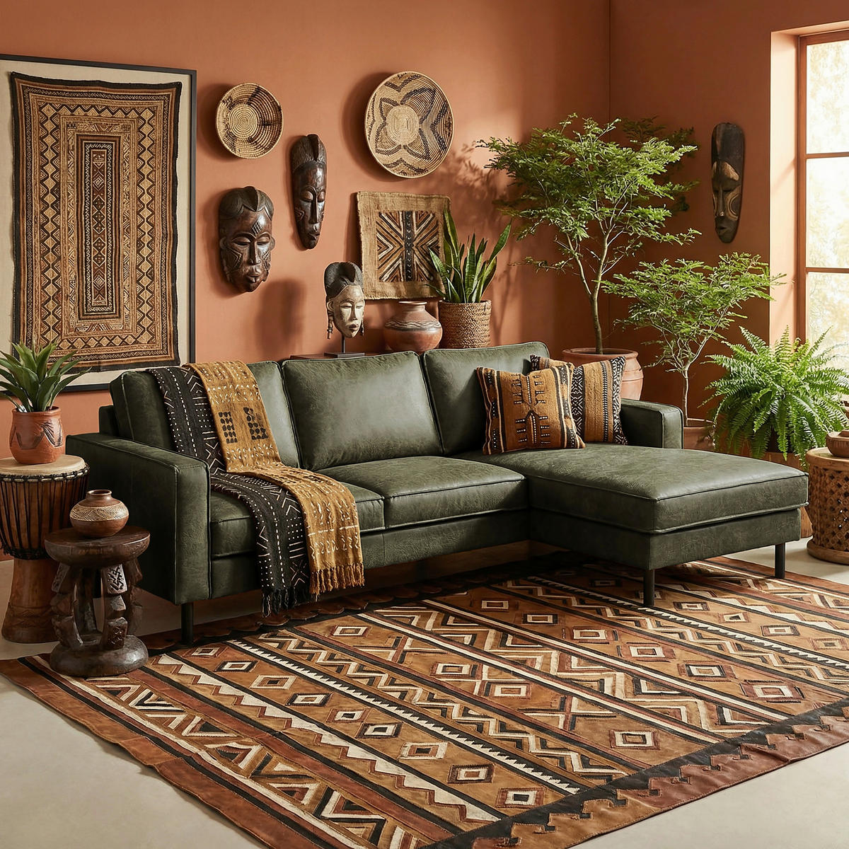 ECKSOFA Grün Echtleder Lederlook Rücken echt  - Schwarz/Grün, Design, Leder/Textil (166/238cm) - Livetastic